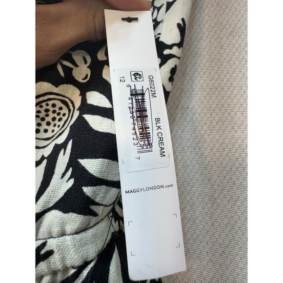 Maggy London Womens Buckle Halter Midi Dress Size 12 Black Floral Couture NWT - Picture 4 of 16